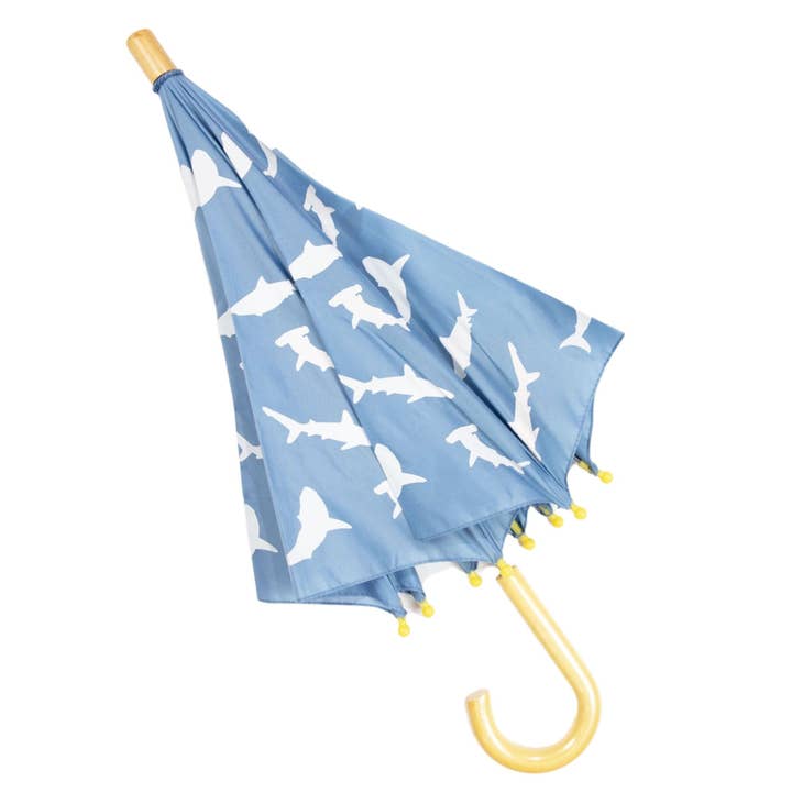 Korango Australia - Wholesale Paraplu - kinderen - Kleurveranderende paraplu met haai-print blauw2