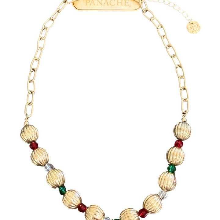 Christmas color and gold bead necklace, Austrian crystal - LC for wholesale by Pink Panache Brands