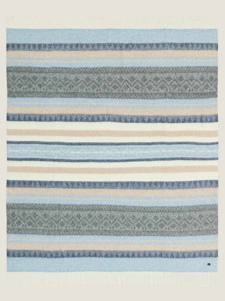 Alpaca Wool Throw Blue Stripes for wholesale by Naming This Later