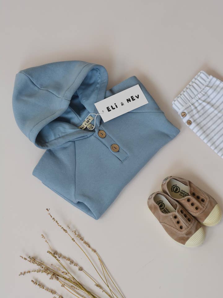 Eli & Nev (we cover U.S. import duties) - Wholesale Hoodie - Kids - Baby / Kids Raglan Sleeve Blue Hoodie OEKO-TEX1