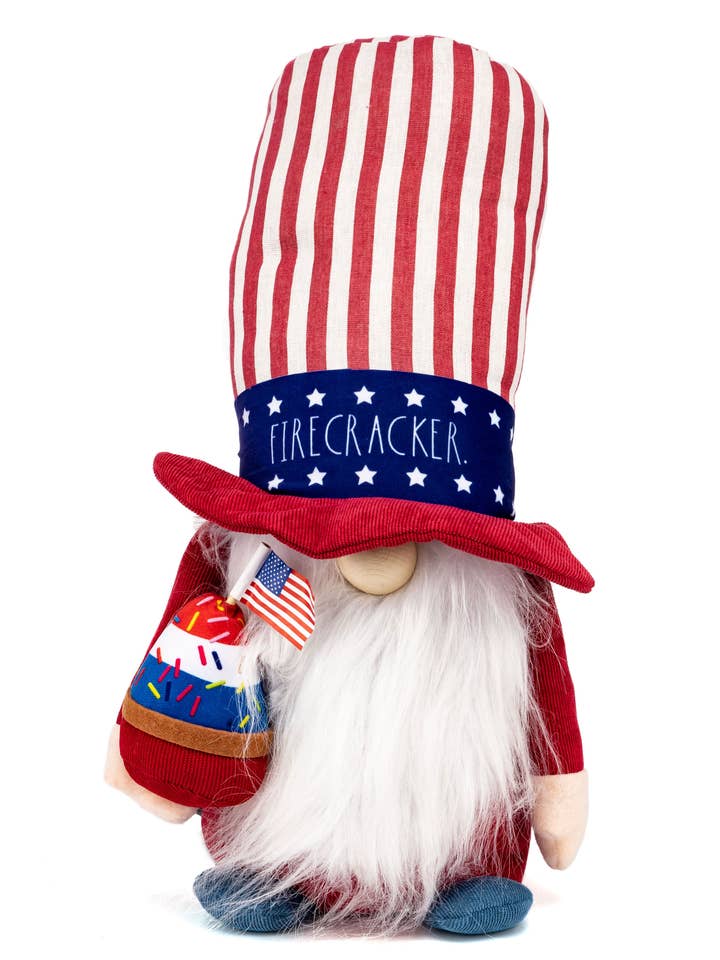 Rae Dunn Patriotic Fabric Gnome “Fire” American Decoration for wholesale by DesignStyles Home