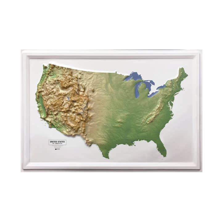 Natural Raised Relief-kaart van de Verenigde Staten door Hubbard voor wholesale door Map Shop