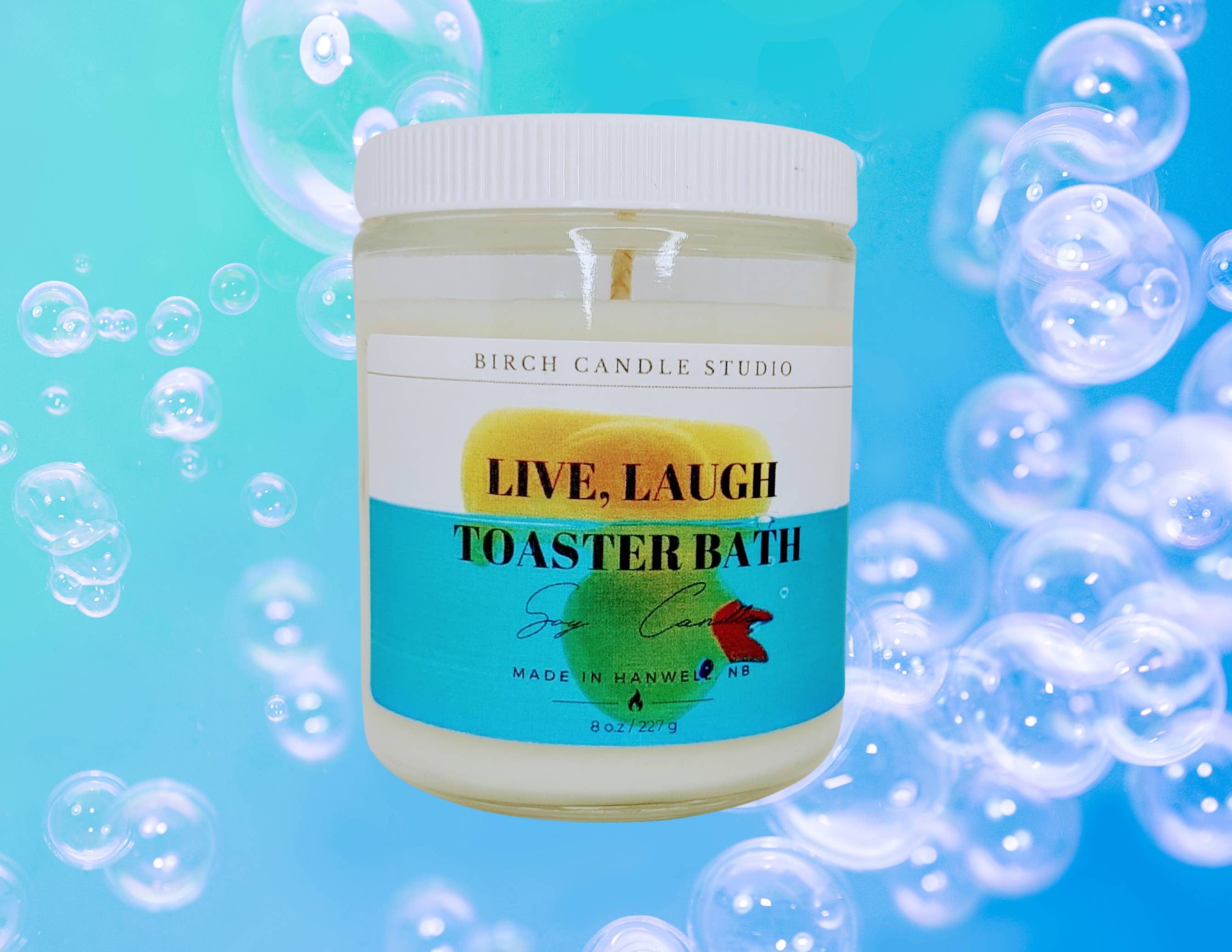 Birch Candle Studio - Vente Bougie en bocal - Bain grille-pain Live Laugh - (banane et noix de coco)