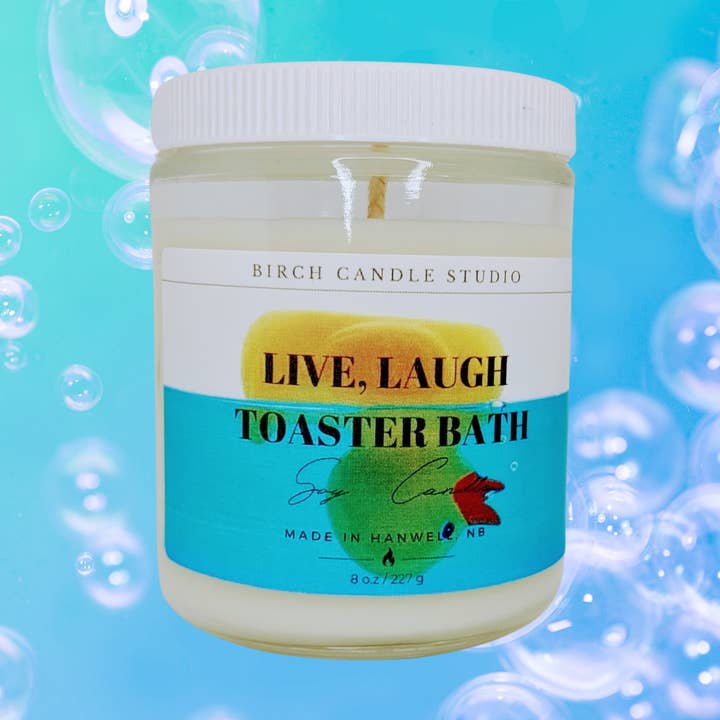 Birch Candle Studio - Vente Bougie en bocal - Bain grille-pain Live Laugh - (banane et noix de coco)0