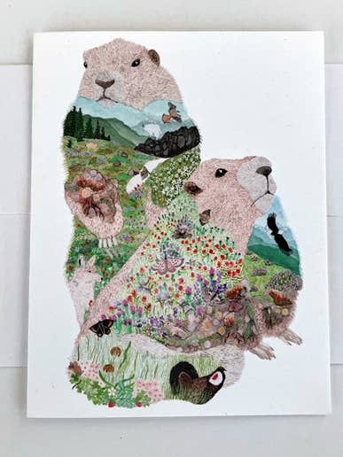 NOTITIEKAART VOOR HET LEEFGEBIED VAN DE MARMOT IN DE ALPENWEIDE voor wholesale door Jill Bliss Artwork
