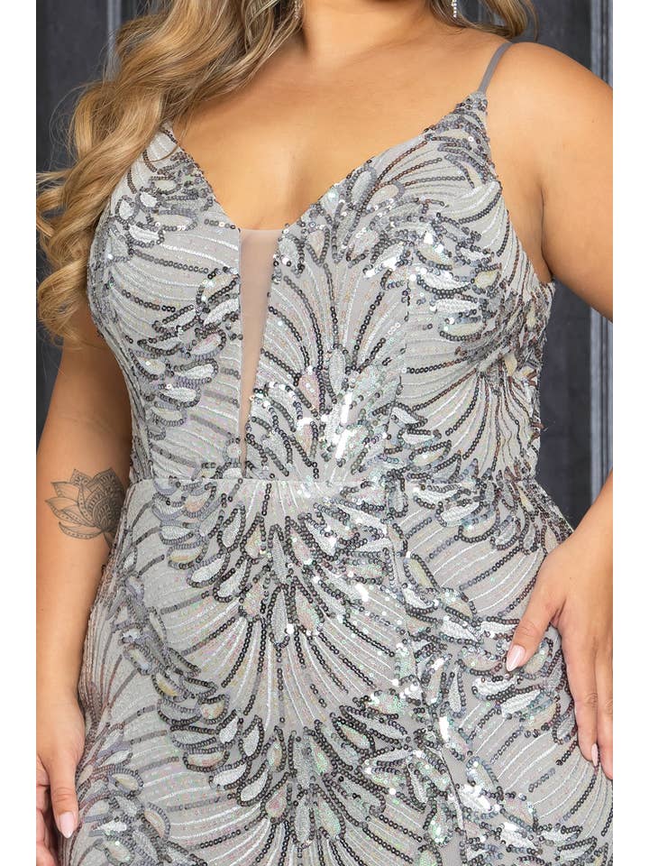 RICARICA INC. - Vendita all'ingrosso Vestito - Donna - Abito lungo plus size con paillettes multicolor11