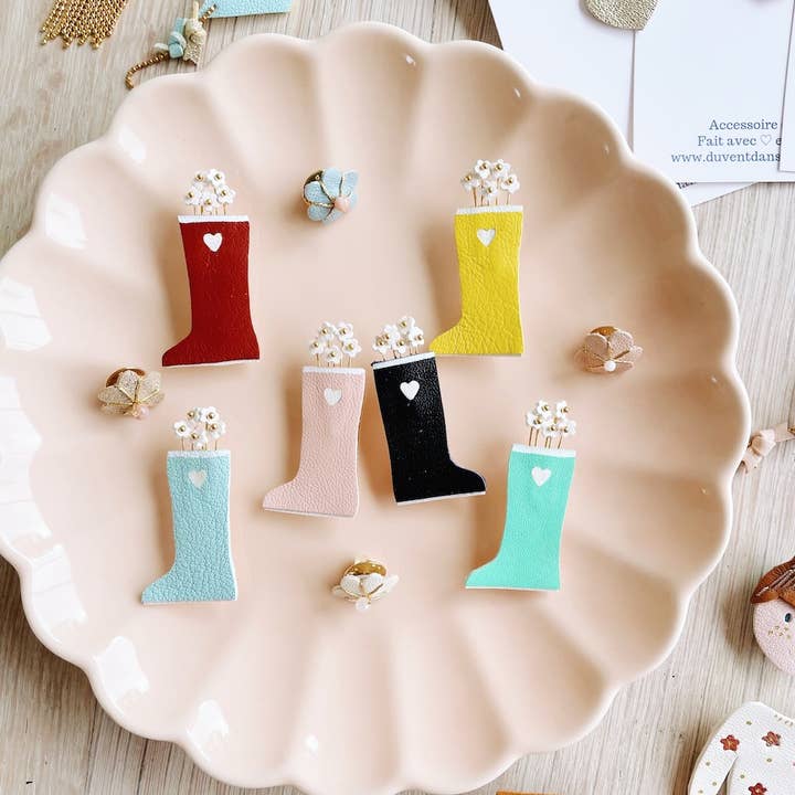 du vent dans mes valises - Wholesale Brooch - Rain boot brooch, the flower boot