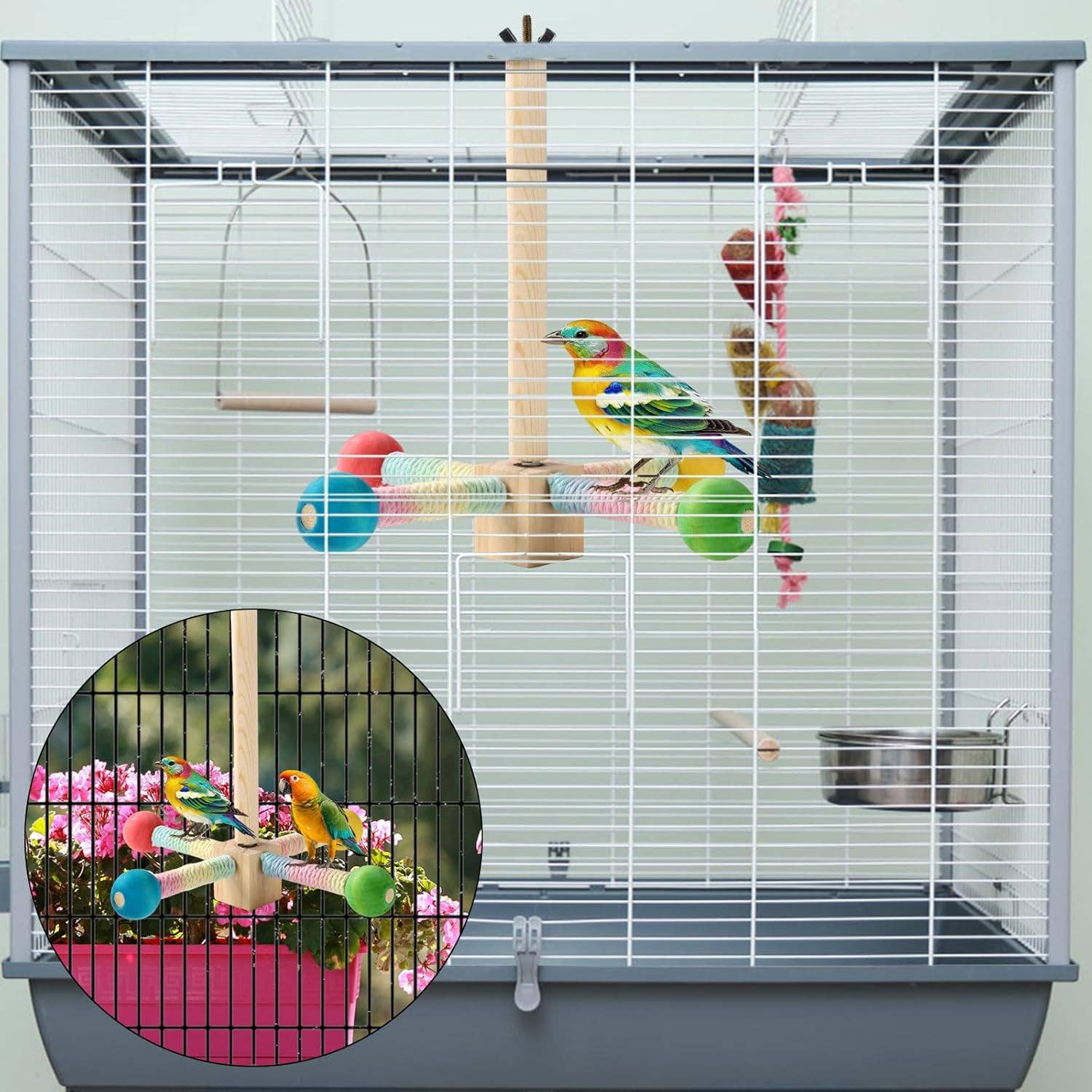 VIGOR - Wholesale Pet Toy - Cat/Dog - Bird Stand Perch Toy Wooden Rotating Parrot Toys Interactive4