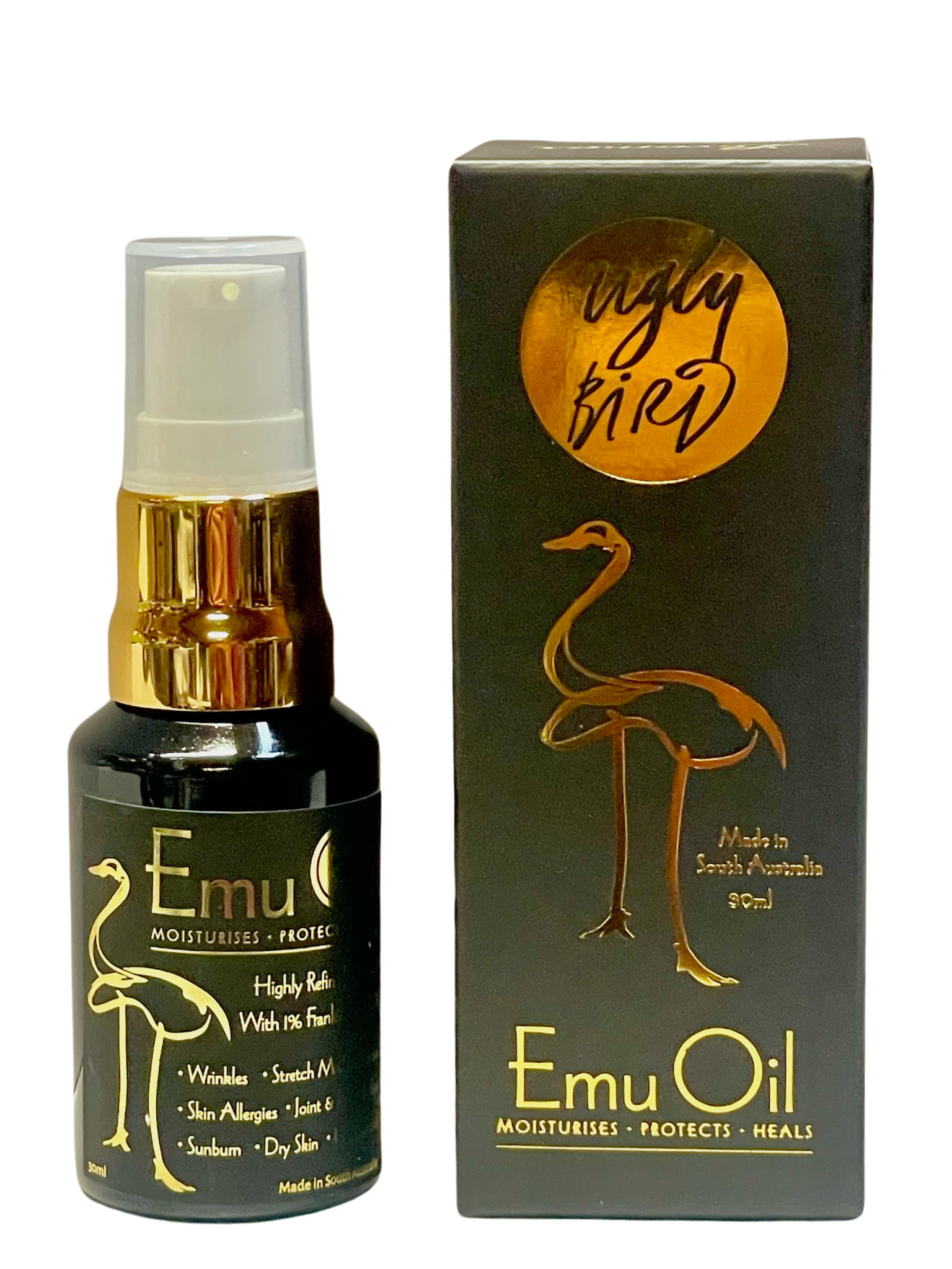 Lucamar Skin Care – wholesale Bath/body oil – Ugly Bird Emu Oil 30mls 100% Pure1