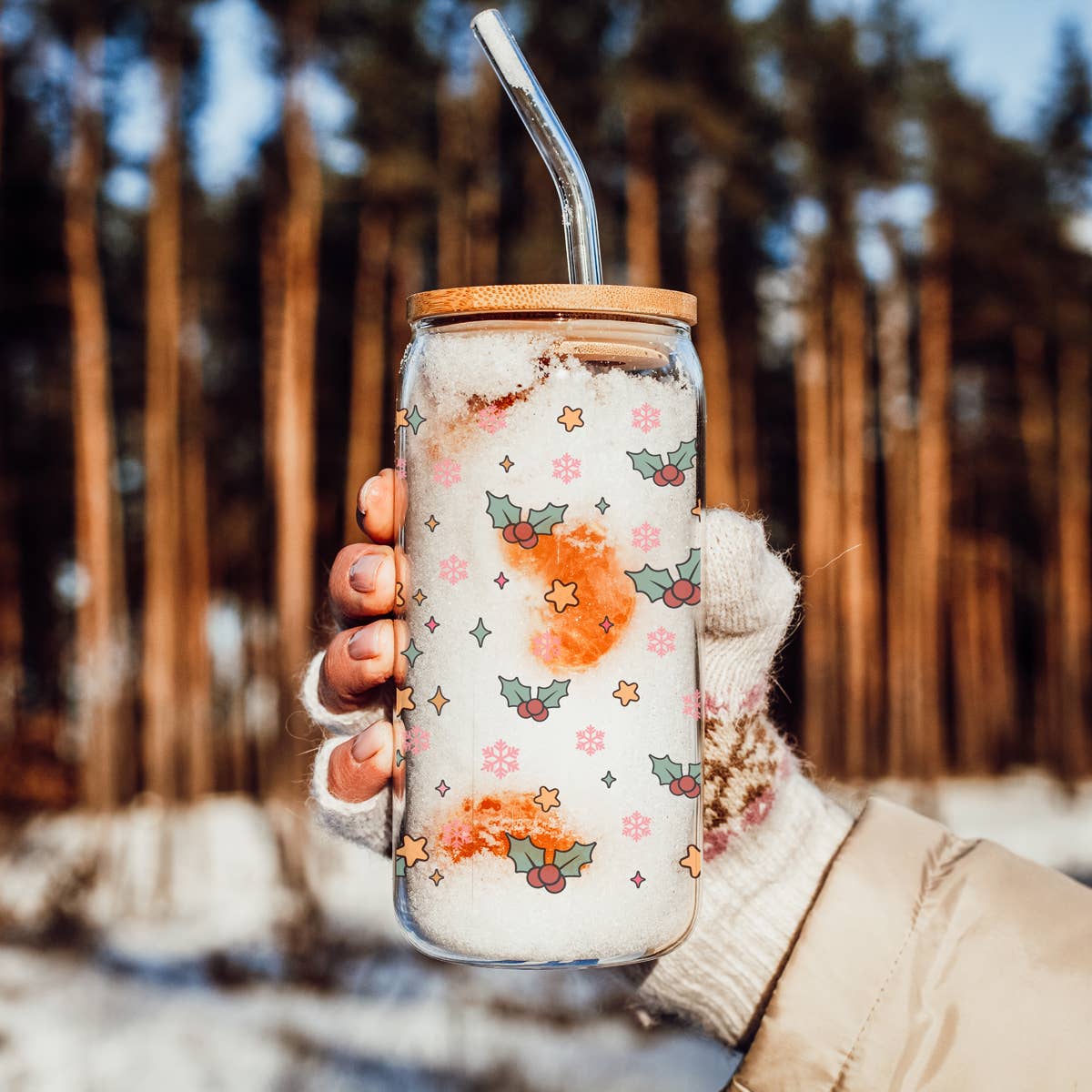 Gia Roma - Wholesale Drinking Glass/Cup - Vintage Christmas Glass Cups with Straw, Kitchen Decoration47