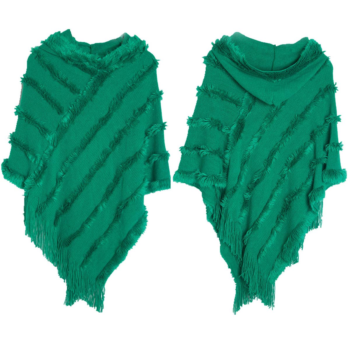ACCITY - Wholesale Cape - Women's - HOODED CAPE WITH FRINGED HEM SCARVES_CWASC01184