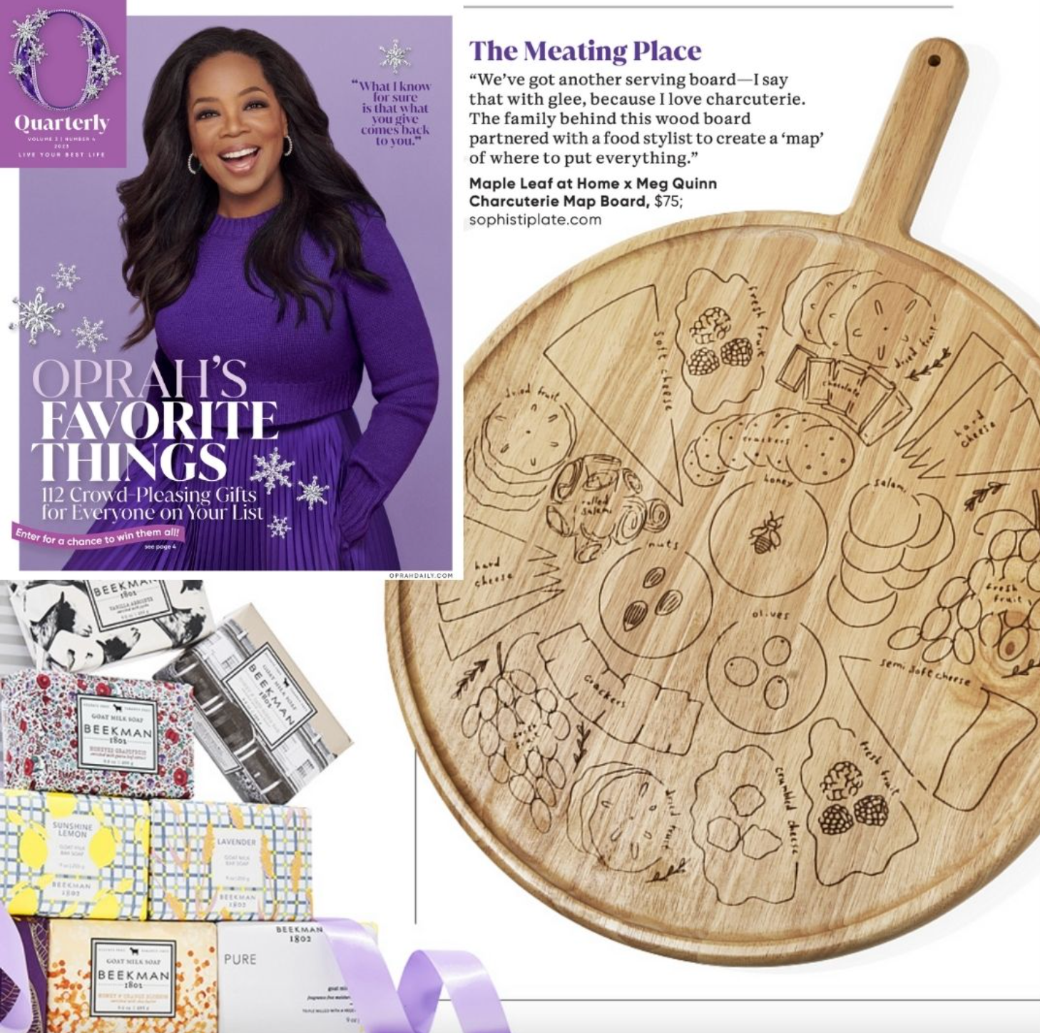 Sophistiplate - Vendita all'ingrosso Taglieri per formaggio - Mappa di Salumi Meg Quinn | Rotonda con Manico | 22" x 17"5