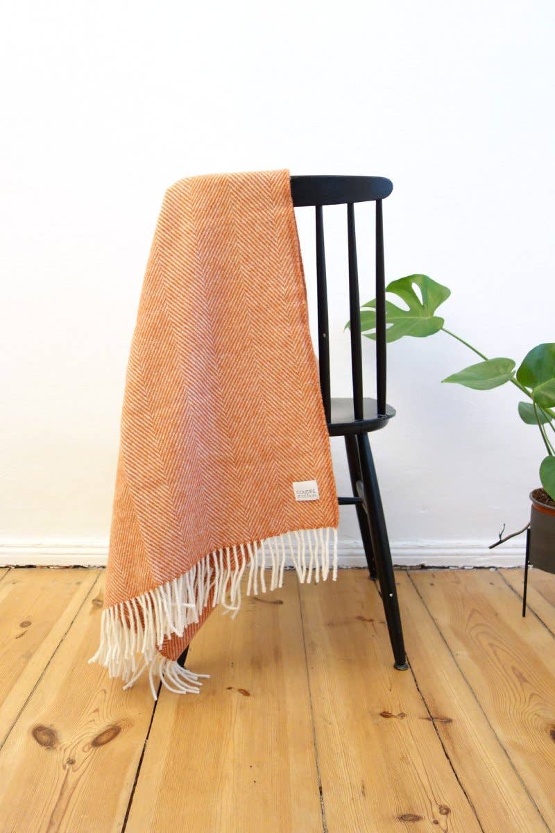 Coudre Berlin - Wholesale Throw Blanket - Herringbone terracotta woolen blanket/cuddly blanket2