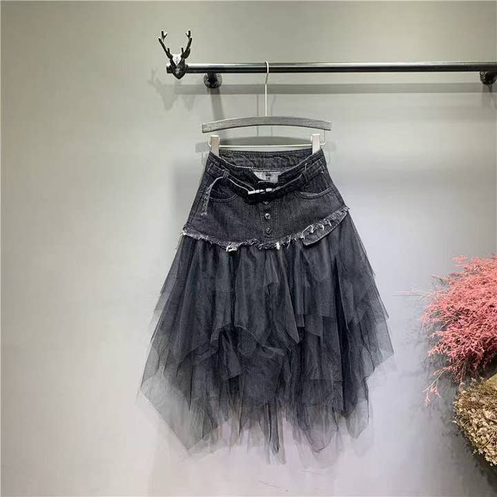 Miss Sparkling - Wholesale Skirt - Women's - Denim tutu skirt
