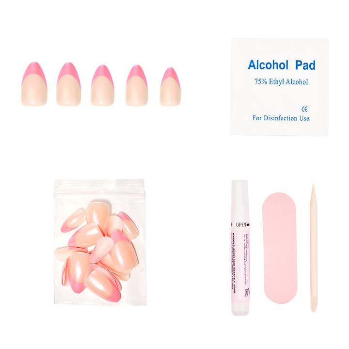Glamnetic - Wholesale Press-On/Fake Nails - Bubble Gum Glaze Press-On Nails|Pink French Tip|Pink
