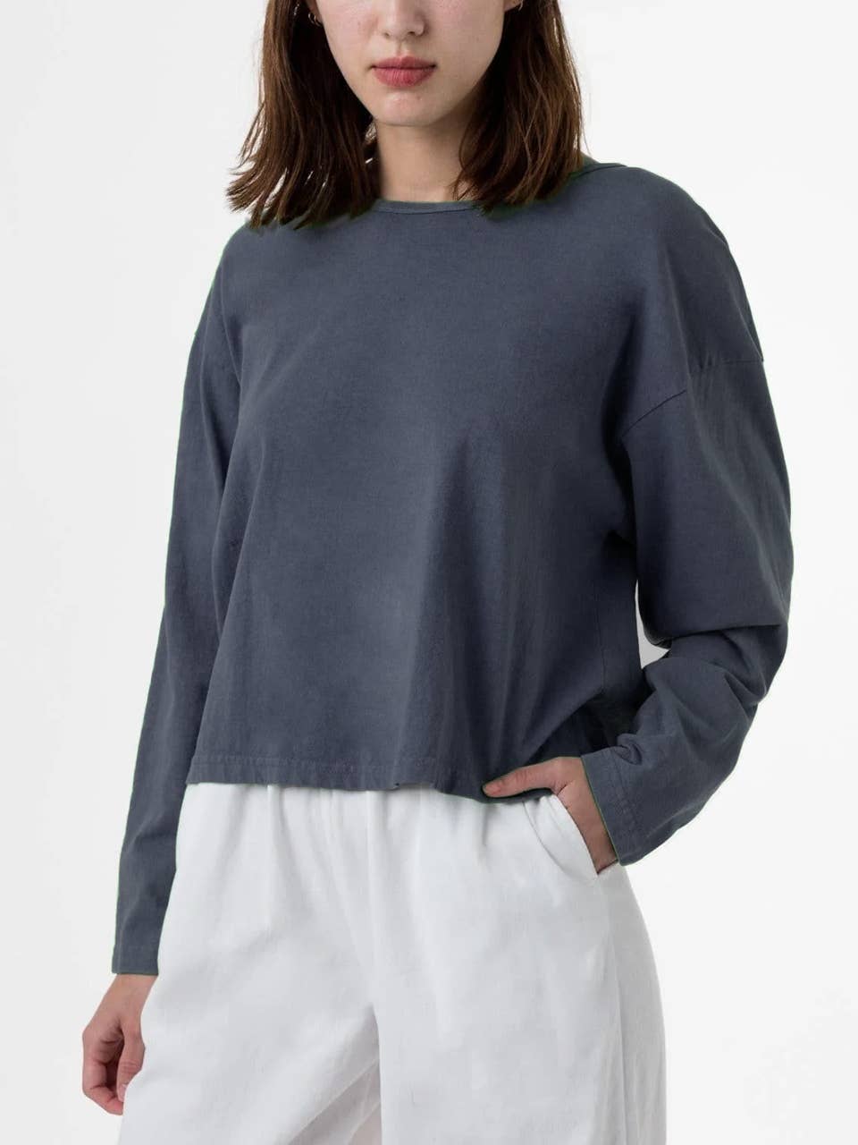 Supermaggie @ Faire - Wholesale Screen Printed T-Shirt - Women's - Night Flight Lauren Heavyweight Long Sleeve Crop Tee3