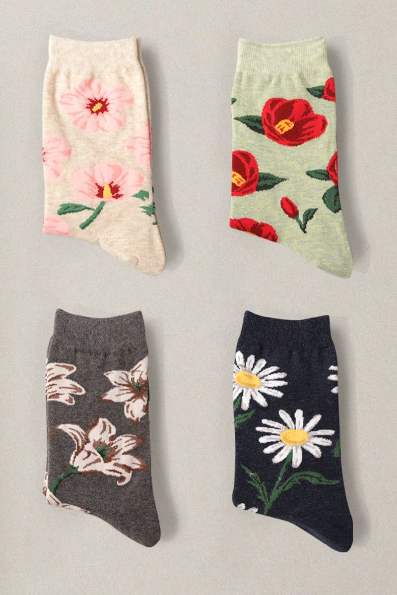 193 FLEURS Chaussettes Crew en coton mélangé à motif floral en vente sur Faire2