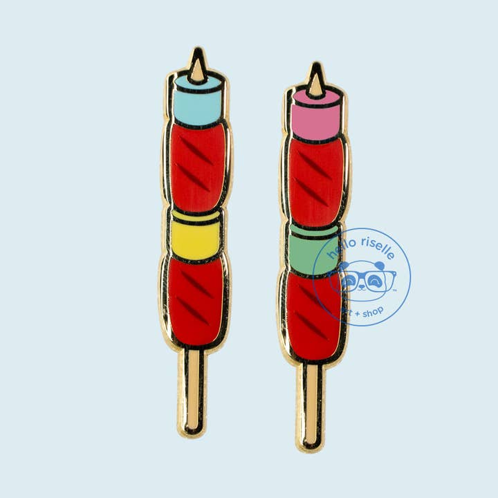 Hotdog Marshmallow Stick Filipino Food Enamel Pin for wholesale by Hello Riselle | Art + Shop