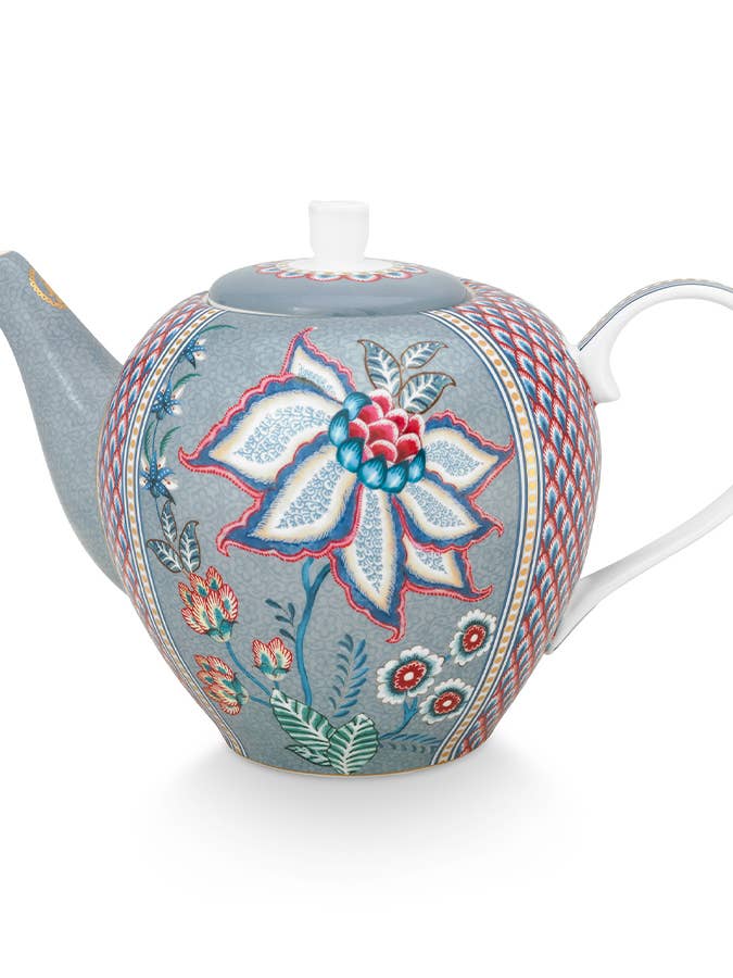 Flower Festival Large Teapot Light Blue 1.6ltr for wholesale by Pip Studio - Belle & Blue