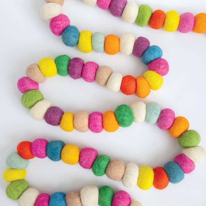 Bright Multicolor Felt Ball Garland for wholesale by Jewelry Made by Me