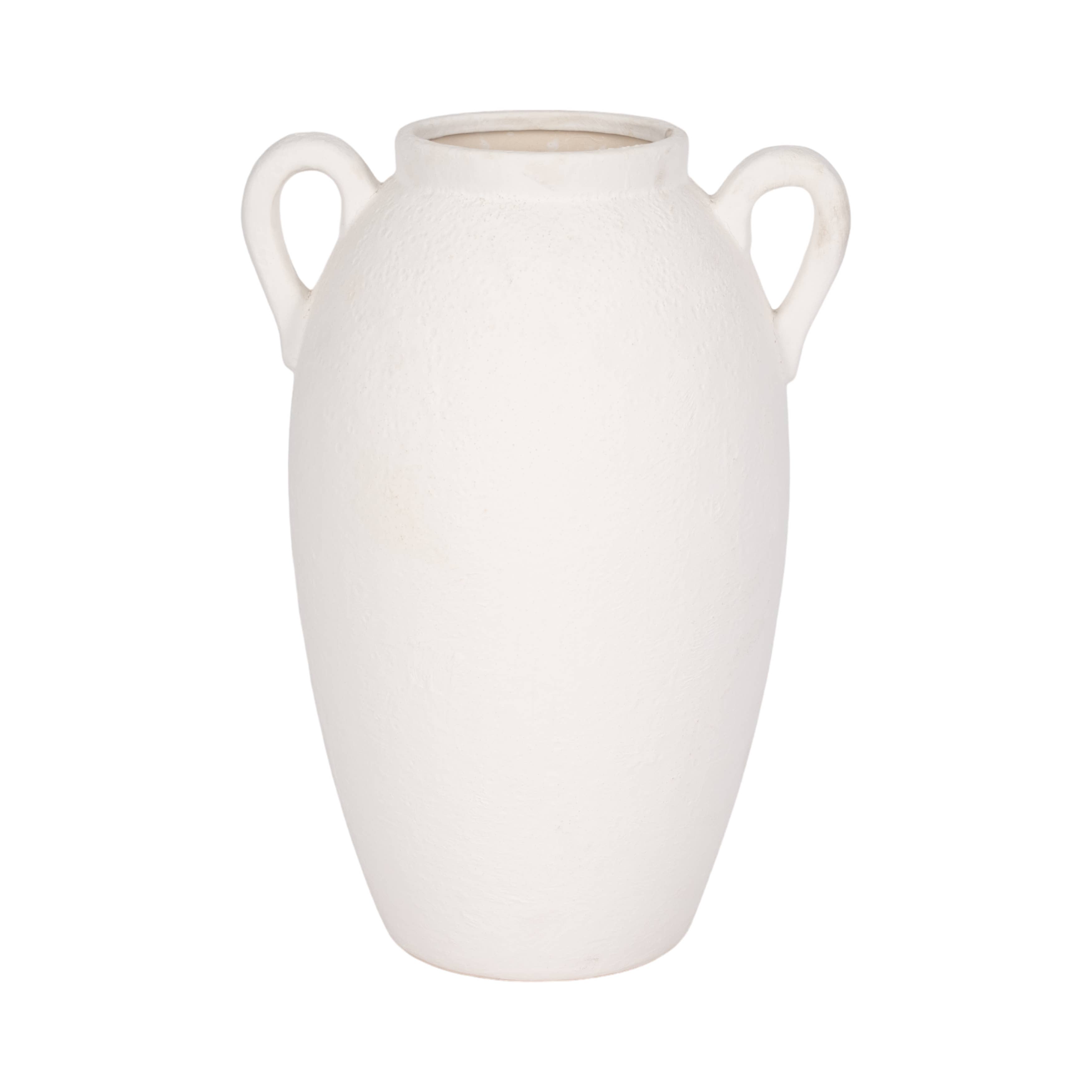 Sagebrook Home - Wholesale Vase - 13 in. White Stoneware Textured Jug with Handles Vase5