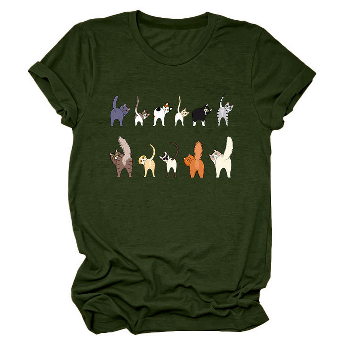 ACCITY - Wholesale T-Shirt (Graphic) - Unisex - Cute Cat Graphic Tee – 11 Cats Turn Around_CWTTS149511