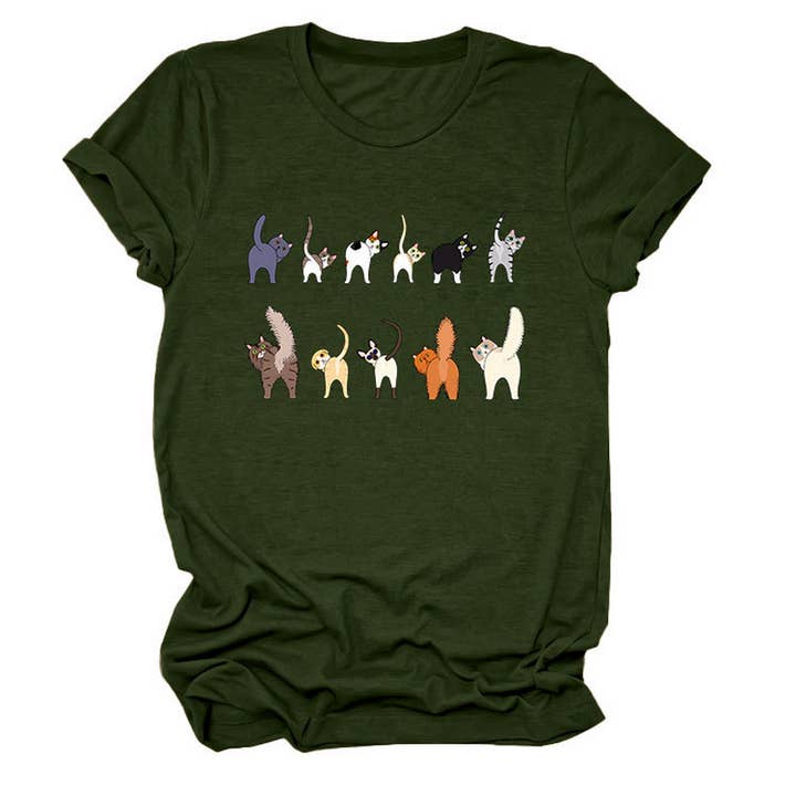 ACCITY - Wholesale T-Shirt (Graphic) - Unisex - Cute Cat Graphic Tee – 11 Cats Turn Around_CWTTS149511