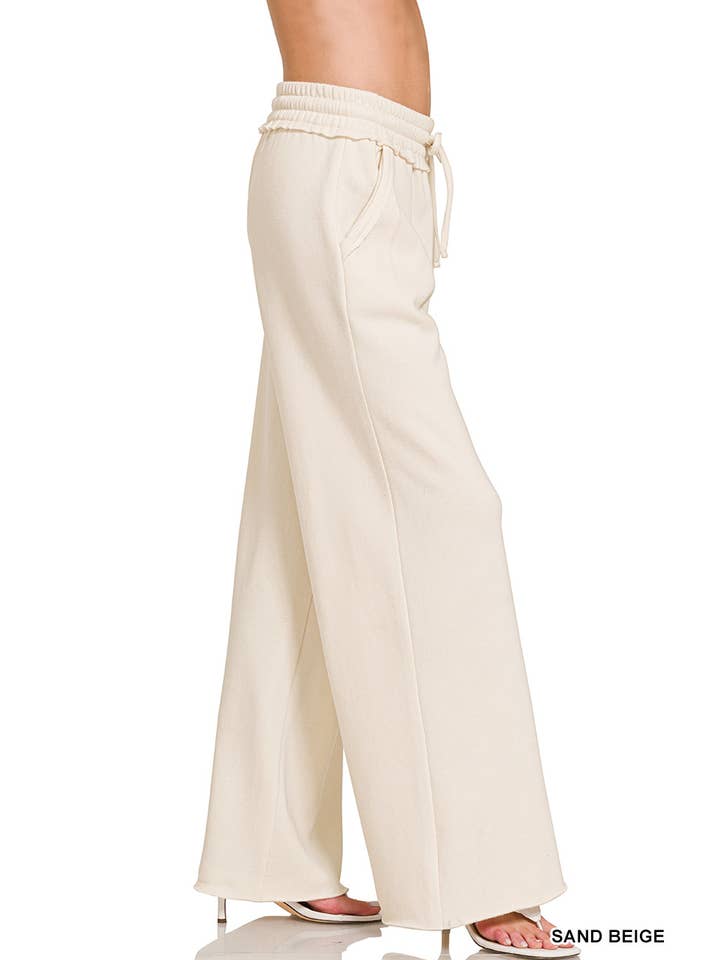 42POPS - Wholesale Pants - Women's - ,.._ SI-27033 Fleece Exposed Seam Wide Leg Sweatpants21