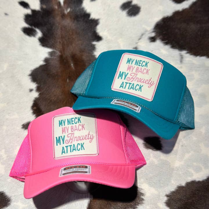 MY NECK MY BACK MY ANXIETY ATTACK TRUCKER HAT and other Purchase Wholesale i want my hat back. Free Returns & Net 60 Terms on Faire trending on Faire.