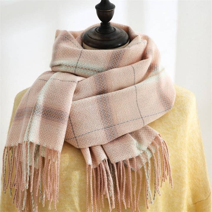 ShieldChic - Wholesale Scarf - Women's - Thickened Imitated Cashmere Plaid Print Shawl Scarf4