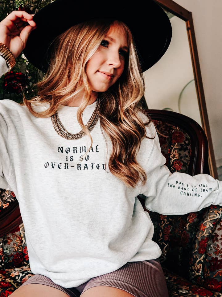 Southern Bliss Co. - Wholesale Graphic Sweatshirt - Women's - Normal is So Over-Rated Oatmeal Sweatshirt0