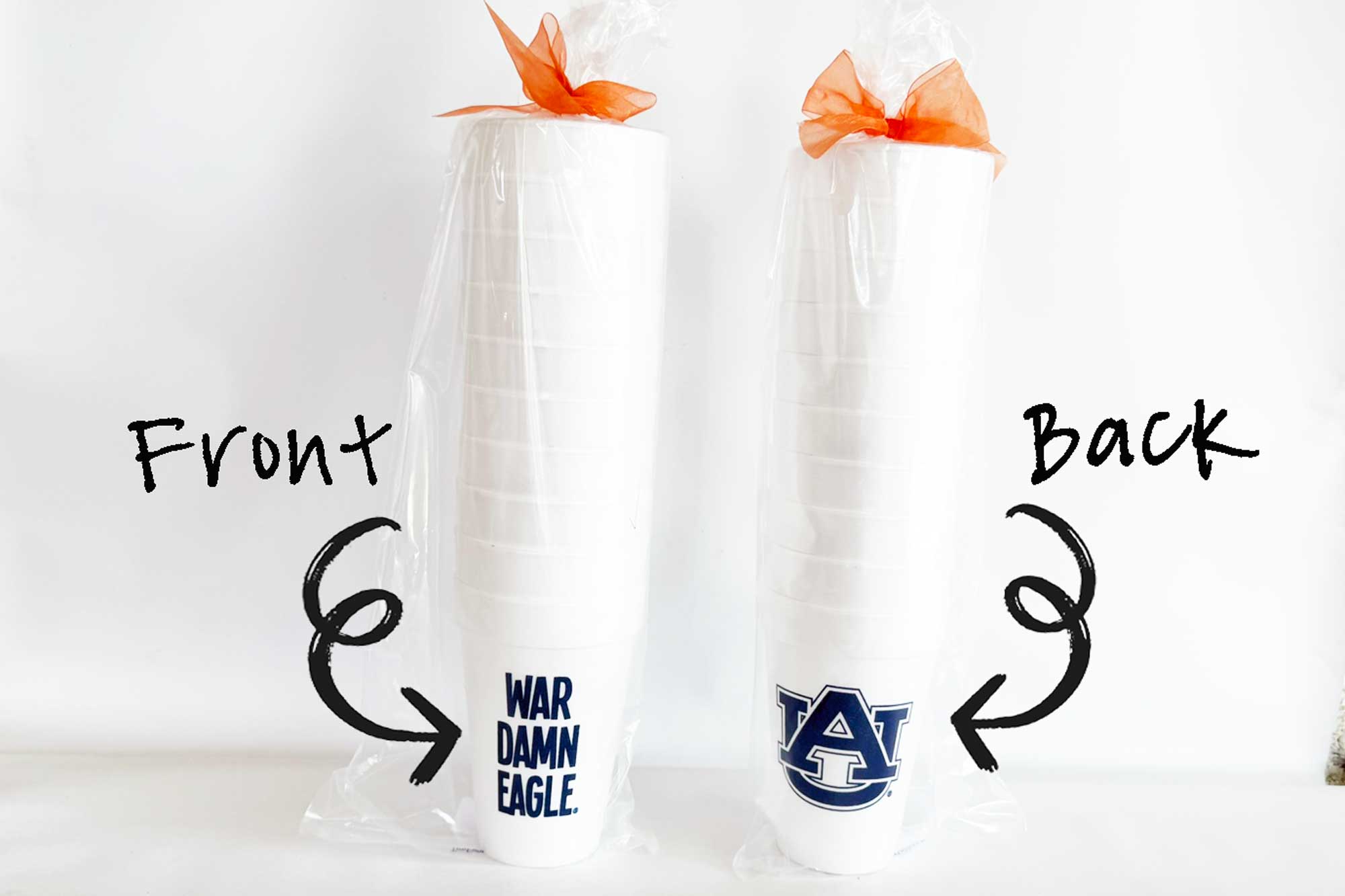 Two Funny Girls - Wholesale Disposable Cup - Foam Cup - Auburn University/War Damn  Eagle (10 ct bag)2