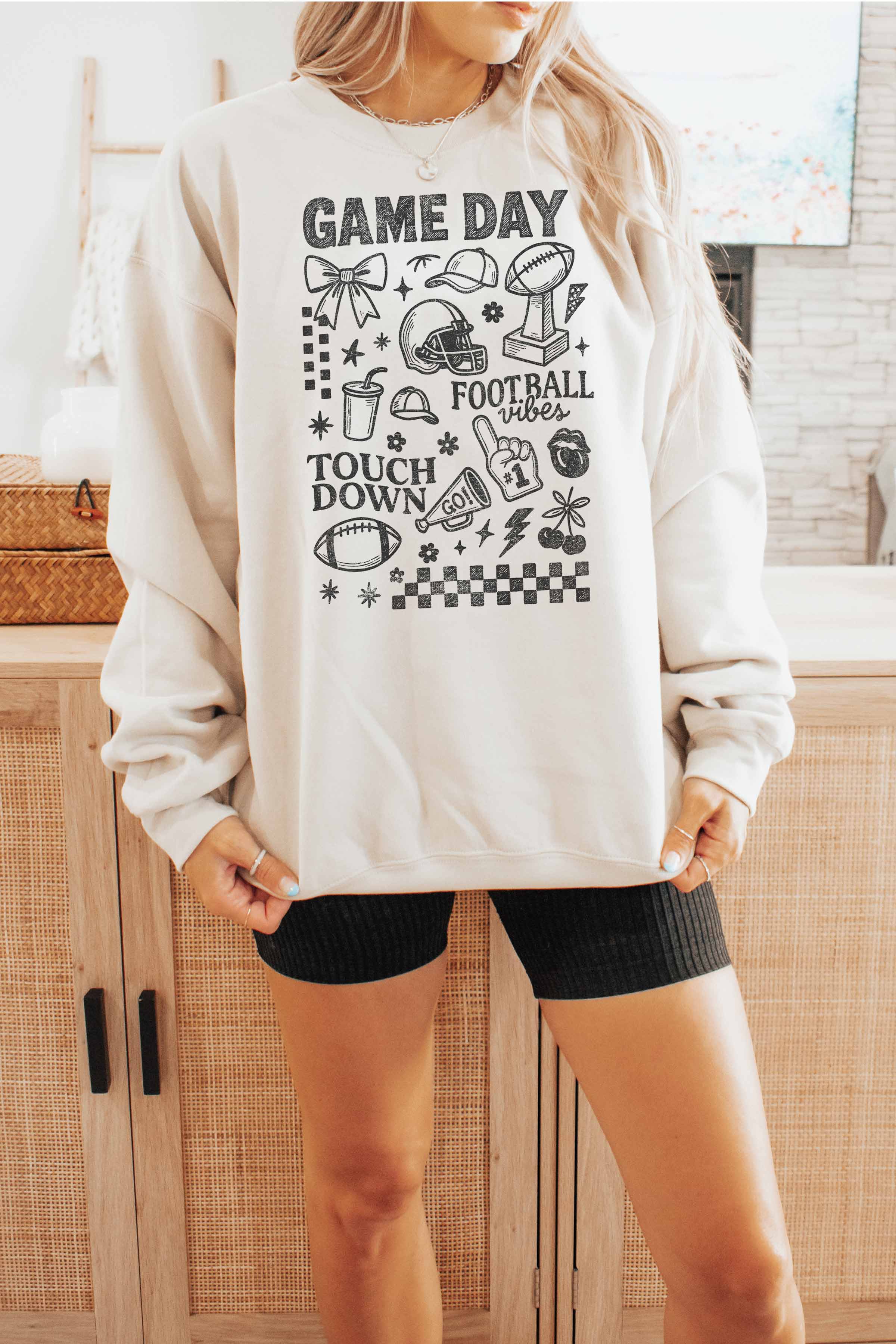 GOOD DAY STREET - Wholesale Graphic Sweatshirt - Women's - [G2206X-OSS] GAME DAY OVERSIZED SWEATSHIRT2