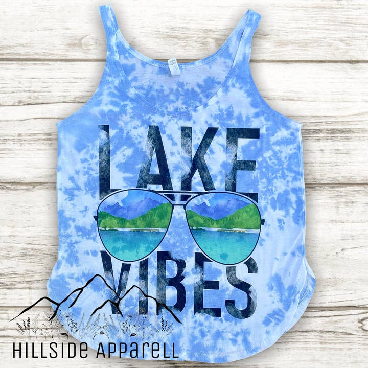 Lake Vibes Tye Dye Hoodie/Tee/Tank for wholesale by Hillside Apparell