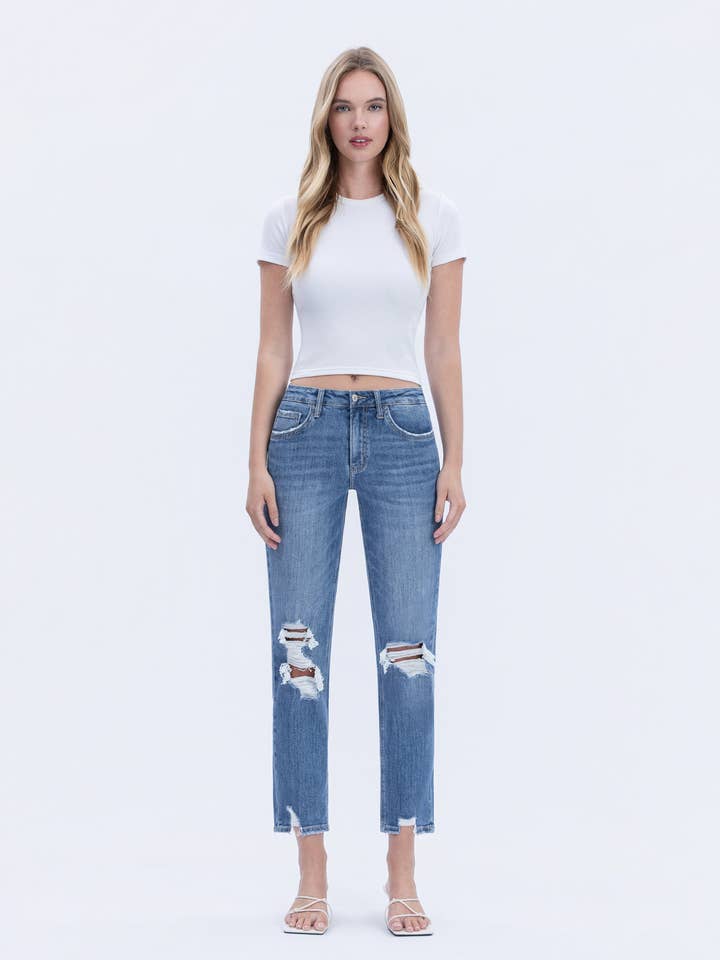 HIGH RISE DISTRESSED BOYFRIEND FIT JEANS LV1631 for wholesale by Lovervet by VERVET