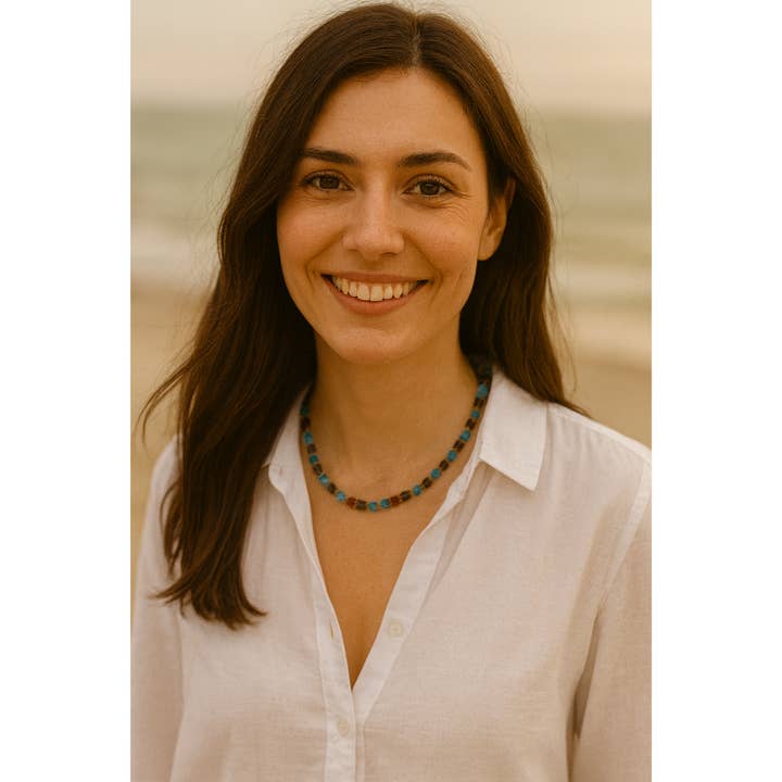 Necklace glass beads, cube shape jumbled, Mira for wholesale by perleperle