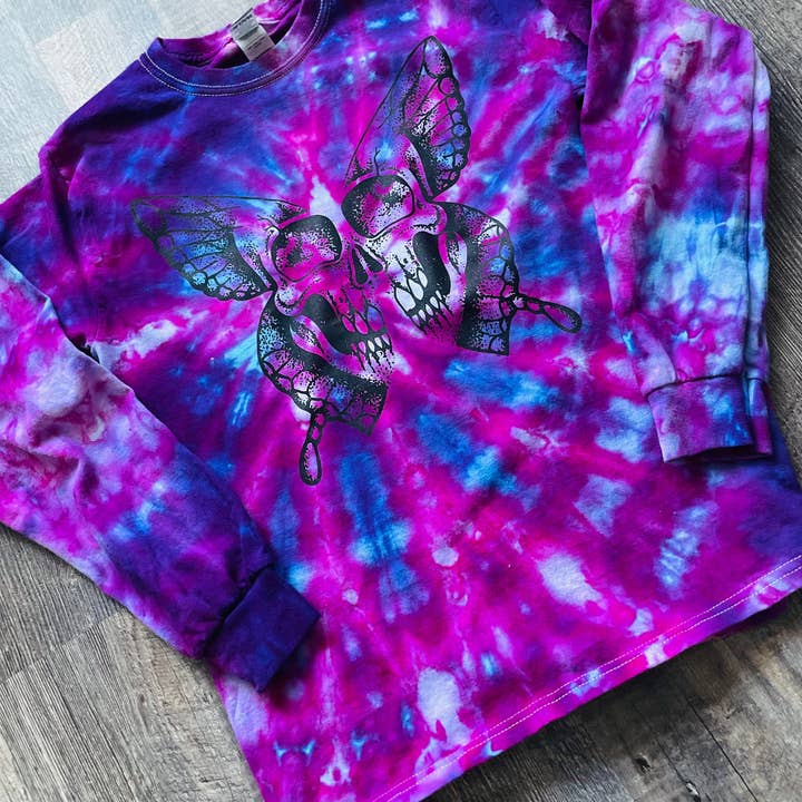 SALE Skellie Butterfly Tie Dye Tshirt MTO for wholesale by Maria's Custom Designs