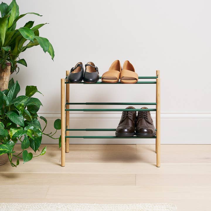 Yamazaki Home - Wholesale Shoe Rack - Expandable Shoe Rack (18" H) - Steel - Forest Green