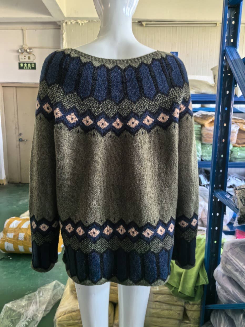 Rosa Clothing - Wholesale Knit Sweater - Women's - Cottagecore Vintage jacquard knit sweater jumper13