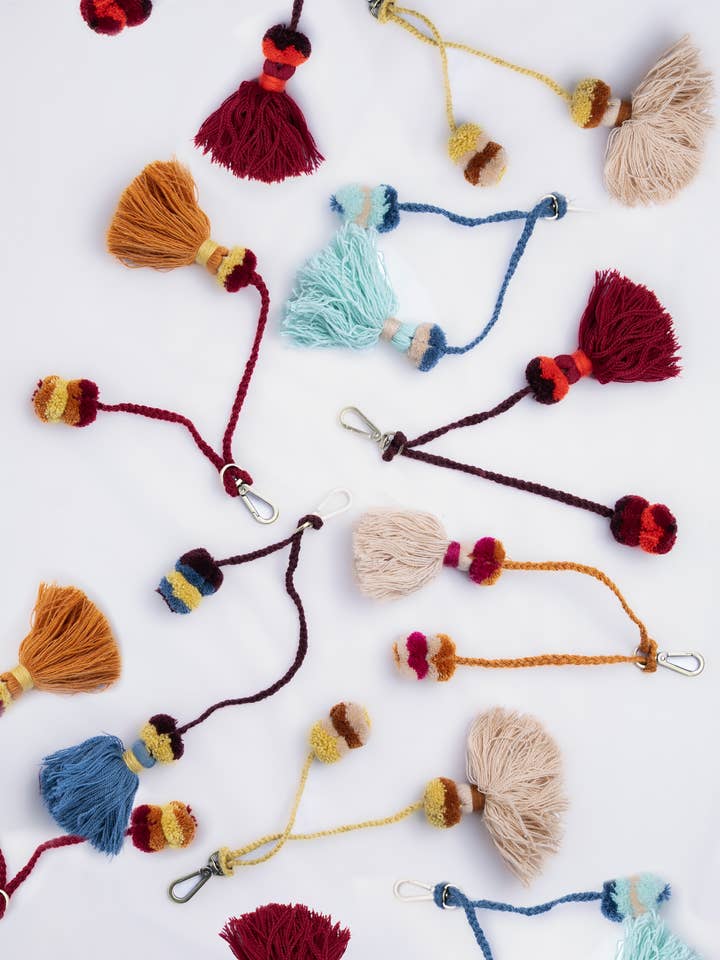Tassel Pom Keychain for wholesale by Awamaki