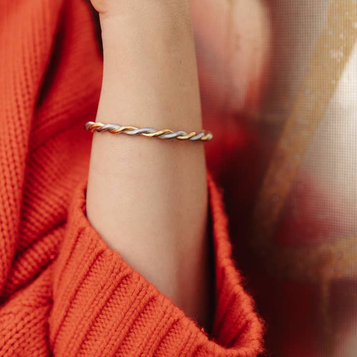 Nordic Muse - Wholesale Cuff Bracelet - Silver Twist Cuff Bangle, Waterproof1