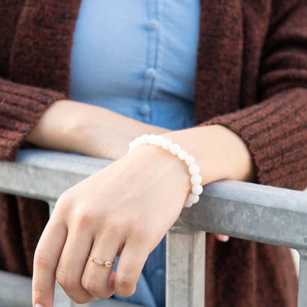 Fair Anita - Wholesale Beaded Bracelet - Stone Elastic Bracelet - White Agate1