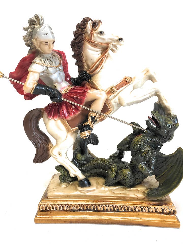 Statue of Saint George on horseback cm. 27x25 resin for wholesale by Costa Articoli Religiosi