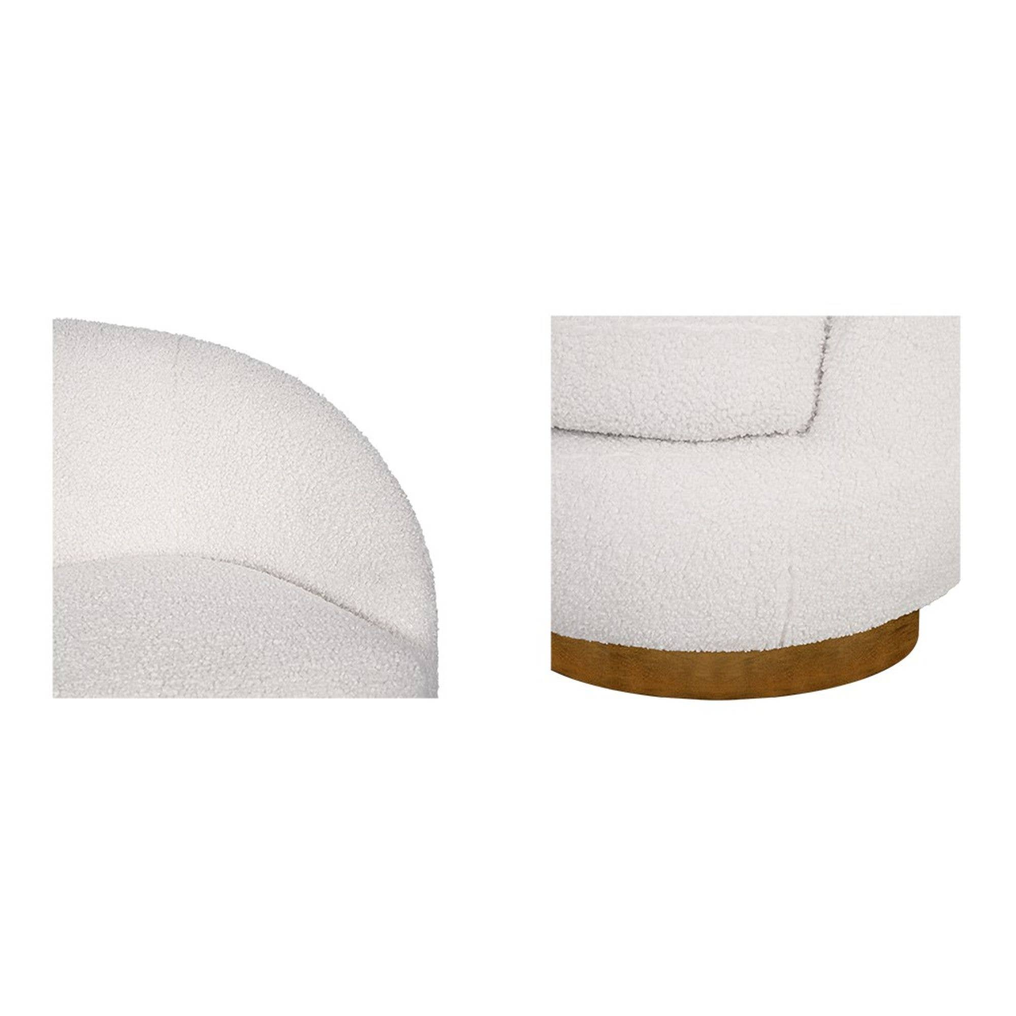 Olliix - Wholesale Chair - Cream Shearling Sherpa Swivel Chair with Wood Base *6