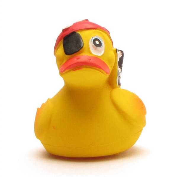 Duckshop - Vente Jouet pour le bain – bébé - Canard pirate en caoutchouc avec bandana rouge - canard en caoutchouc2