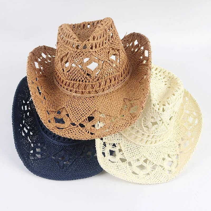 Syrrios Gifts LLC - Wholesale Straw Hat - Women's - Western Cowboy Cowgirl Straw Hat Sun Summer Beach Party14