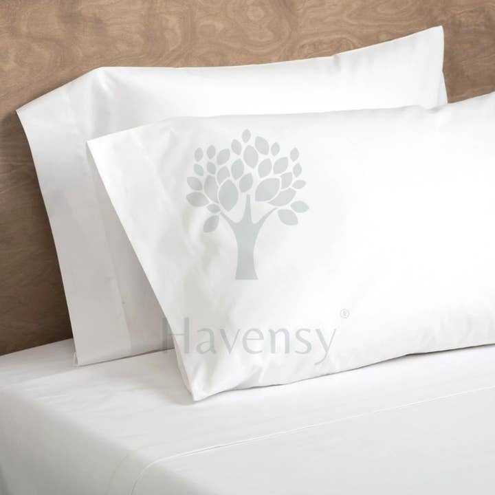 Kussensloop van polyester-katoen, wit, met 2 flappen van 5 cm voor wholesale door Havensy