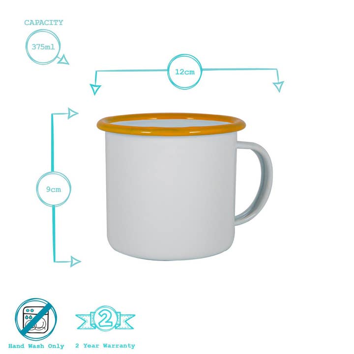 Rinkit Ltd - Wholesale Coffee Mug - Argon Tableware White Enamel Mug - 375ml - Yellow5