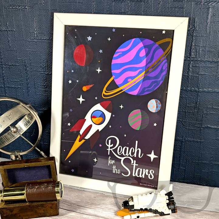 Art Print "Reach for the stars" A4 and A5 for wholesale by Mini Geek Boutique