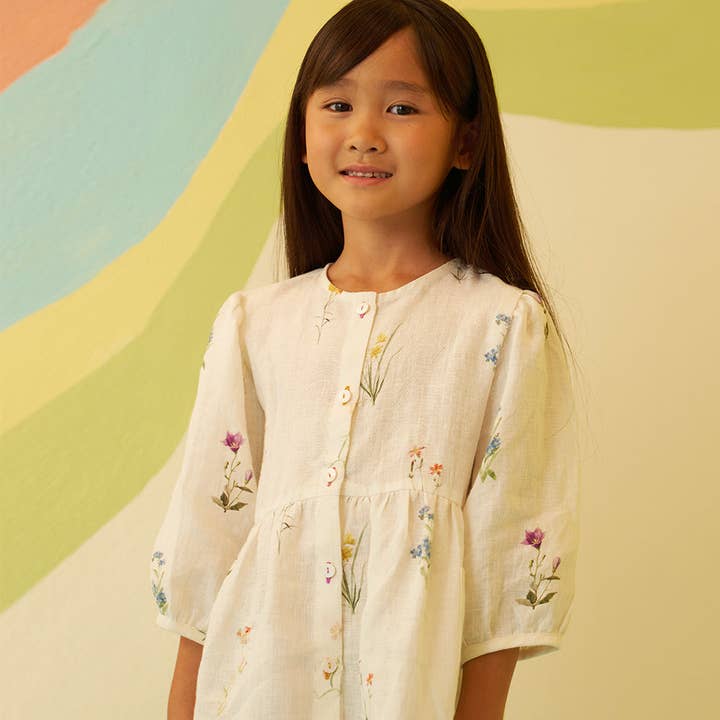 Cassia Botanical Linen Dress for wholesale by Tierra